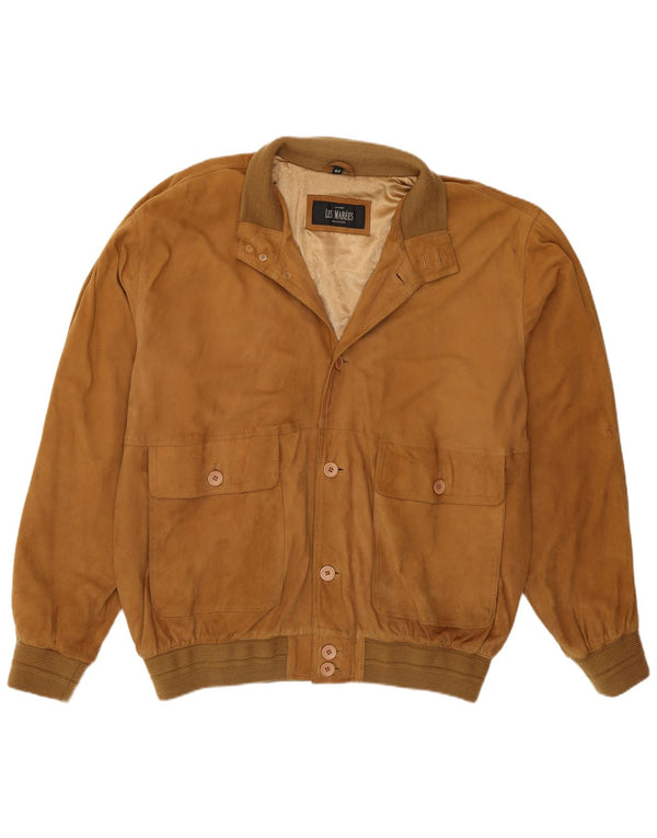 Olivieri Мужская замшевая куртка-бомбер Les Marees IT 62 6XL Коричневая кожа