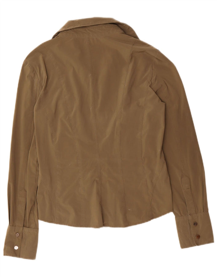 KAREN MILLEN Womens Pullover Shirt Blouse UK 14 Medium Khaki Polyamide