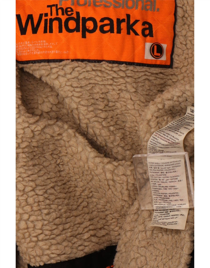 SUPERDRY Женская парка Windparka с графическим рисунком, Великобритания 14, большая черная