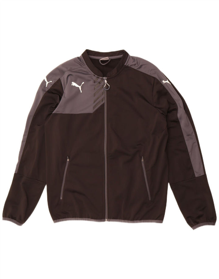 Мужской спортивный костюм Puma, большая черная полиэстеровая куртка с цветными блоками