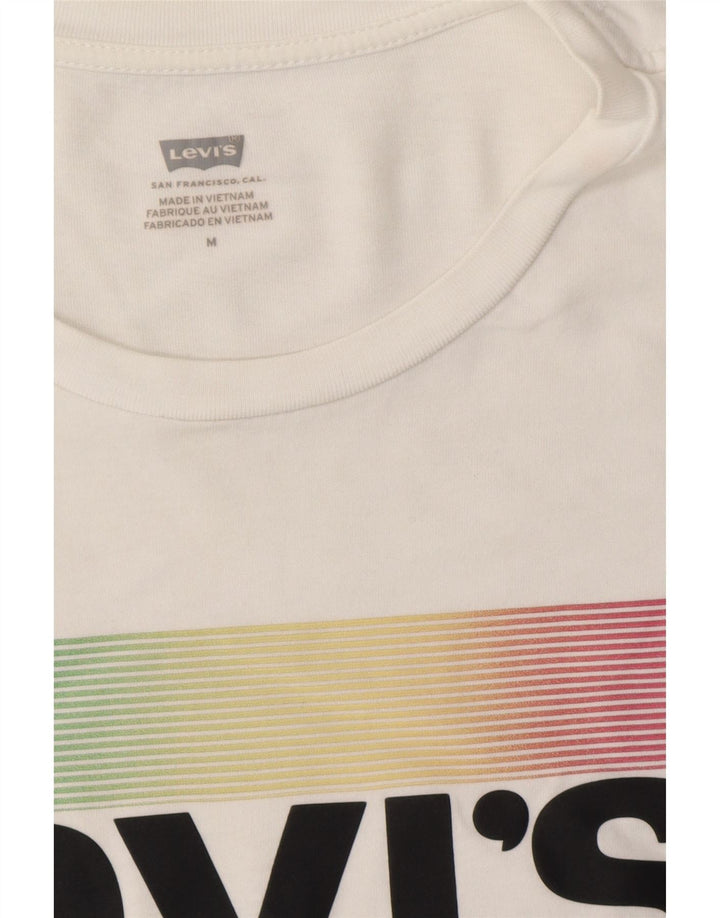 LEVI'S Mens Graphic T-Shirt Top Medium White Cotton Vintage Levi's and Second-Hand Levi's from Messina Hembry 