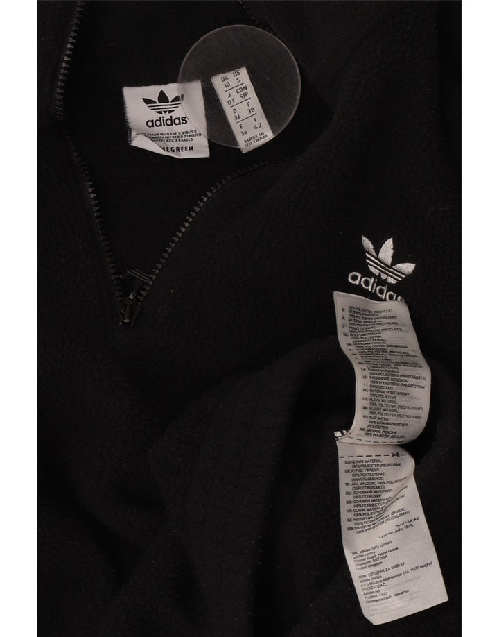 Женский свободный флисовый джемпер Adidas с воротником на молнии UK 10, маленький, черный, полиэстер