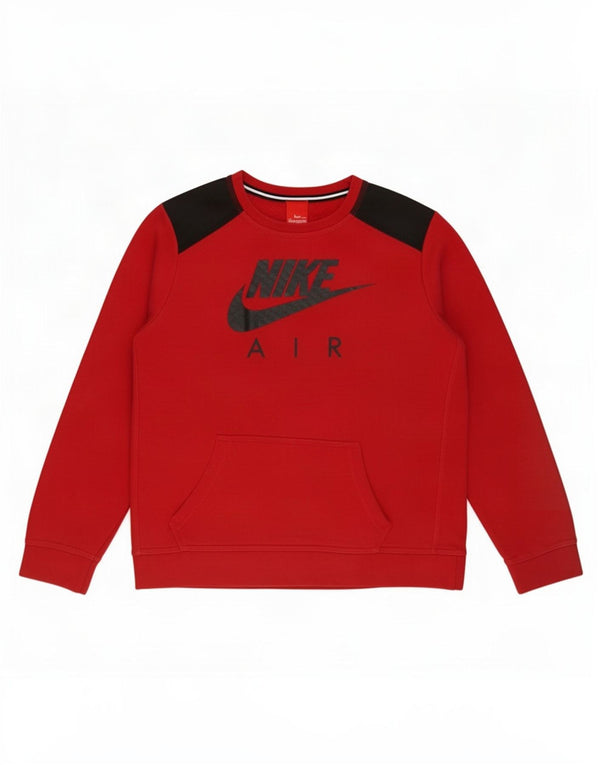Джемпер с рисунком Nike для мальчиков 13–14 лет, XL, красный, хлопок с цветными блоками