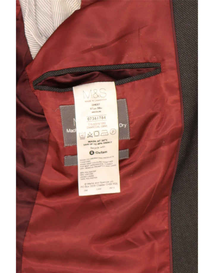 Мужской пиджак на двух пуговицах Marks & Spencer UK 38, средний серый полиэстер
