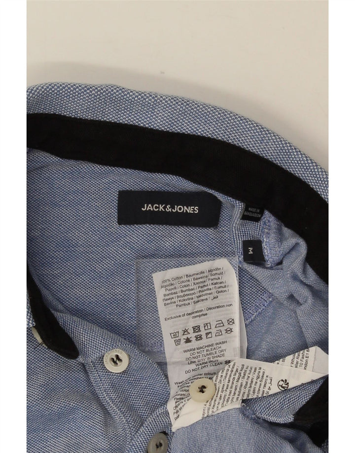 Мужская рубашка-поло Jack & Jones из хлопка среднего синего цвета