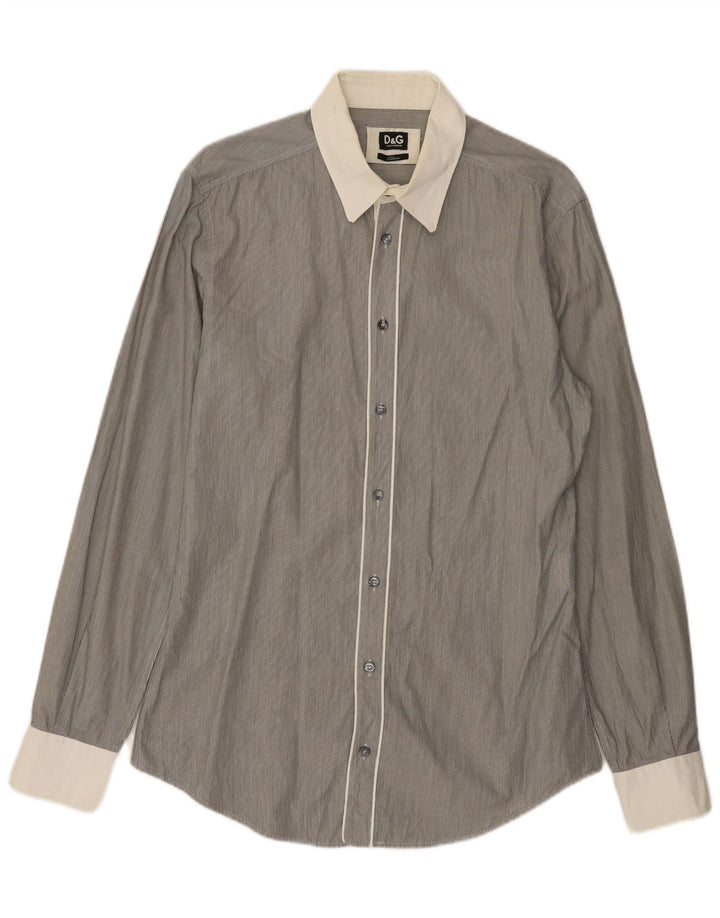Мужская рубашка приталенного кроя DOLCE & GABBANA IT 52, большая серая полоска, хлопок