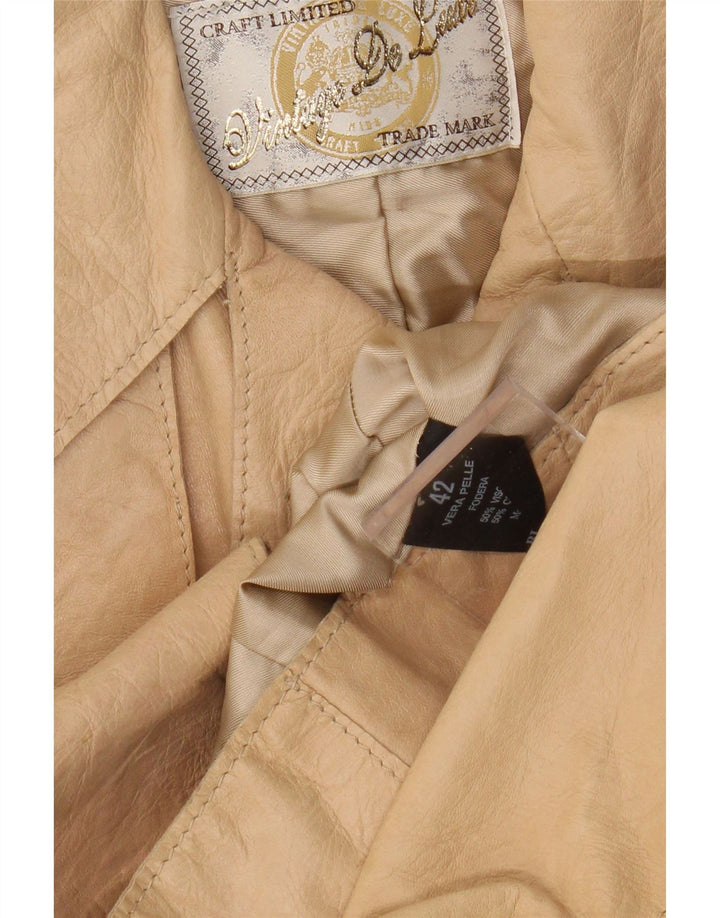 Винтажная женская кожаная куртка IT 42 Medium Beige Leather