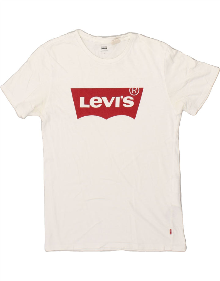LEVI'S Womens Graphic T-Shirt Top UK 10 Small White Cotton | Vintage Levi's | Thrift | Second-Hand Levi's | Used Clothing | Messina Hembry 