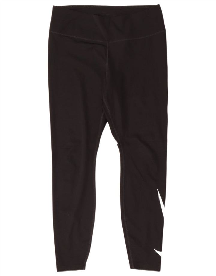 Женские леггинсы с рисунком Nike Dri Fit UK 14, большой черный полиэстер