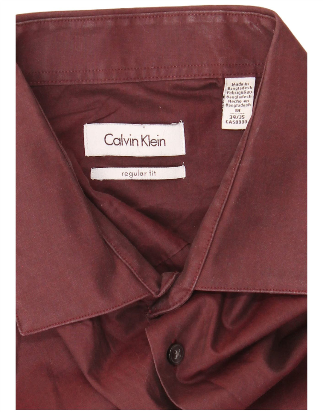 Мужская рубашка стандартного кроя CALVIN KLEIN, размер 18, 2XL, темно-бордовый хлопок
