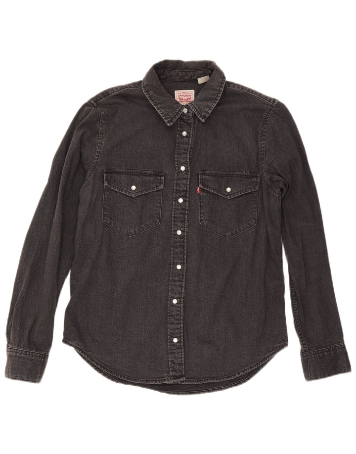 Женская джинсовая рубашка Levi's UK 10, маленькая, черный хлопок