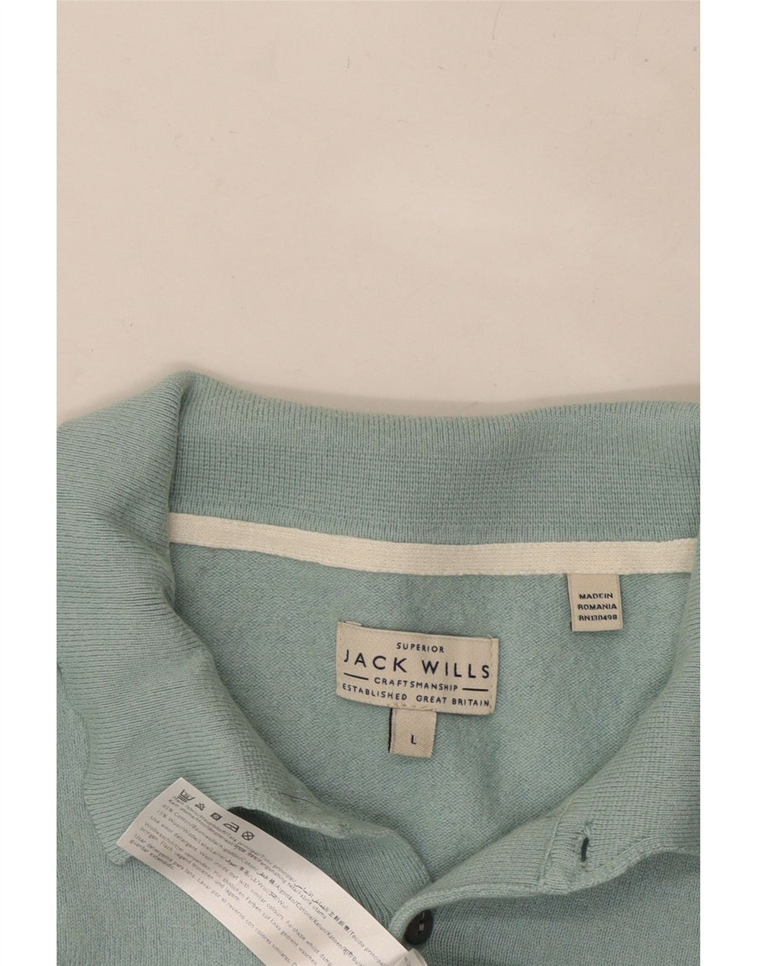 Мужской джемпер с воротником-поло JACK WILLS, большой синий хлопковый свитер