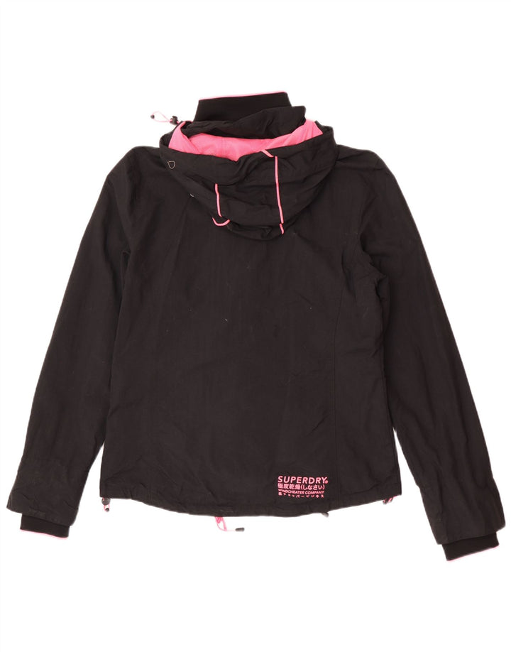 Женская дождевик с капюшоном Superdry UK 14, большой черный нейлон