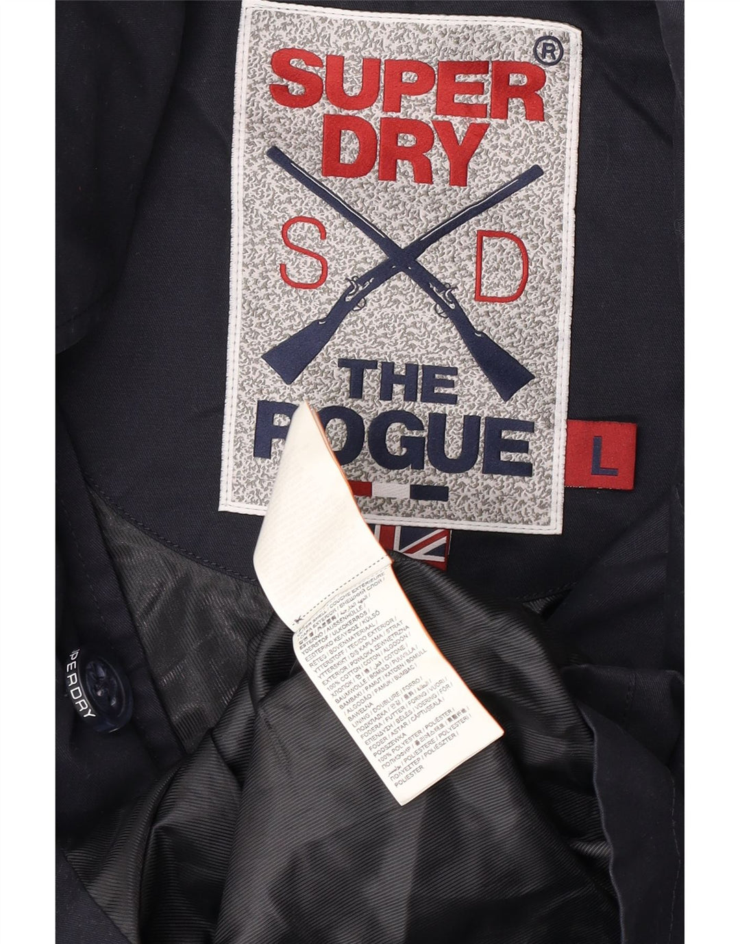 Мужское бушлат Superdry UK 40, большой темно-синий, хлопок