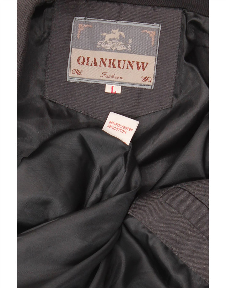 Мужской бомбер VINTAGE UK 40, большой черный полиэстер с цветными блоками