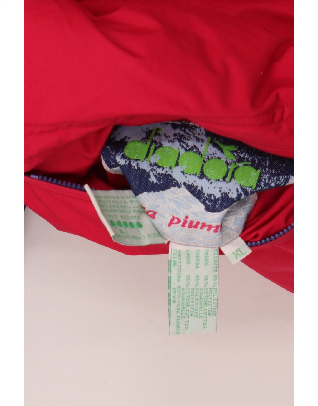 Мужская двусторонняя стеганая куртка оверсайз DIADORA UK 42 XL, красный полиэстер