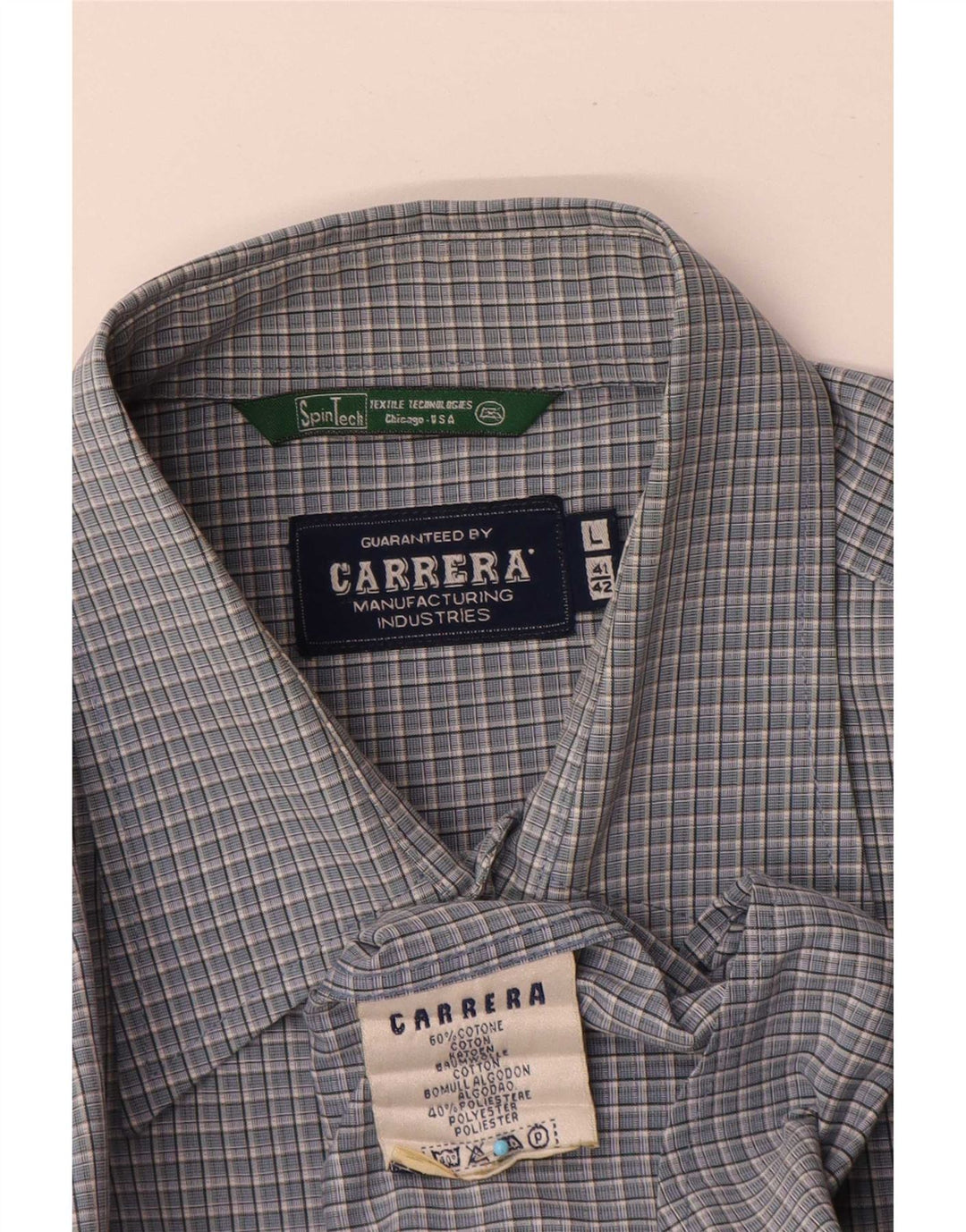 Мужская рубашка Carrera, размер 41/42, большая синяя клетка, хлопок
