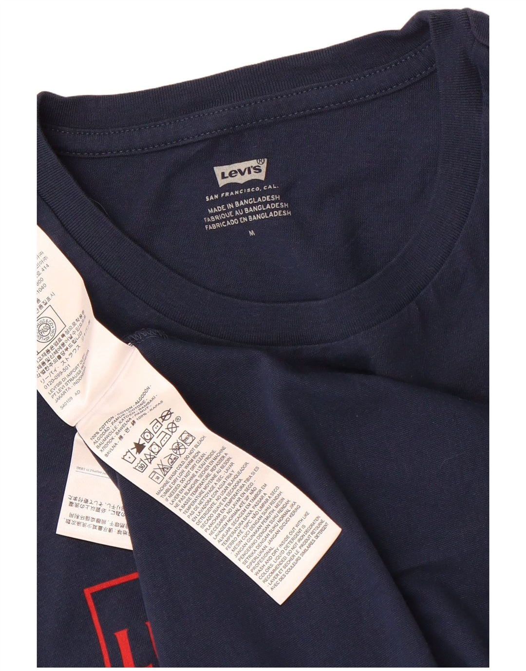 Мужская футболка с рисунком Levi's, топ среднего размера, темно-синий, хлопок