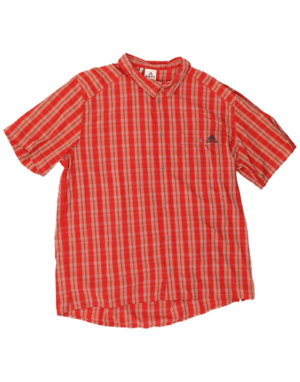 Мужская рубашка Adidas Climalite с коротким рукавом 2XL красная клетка из полиамида