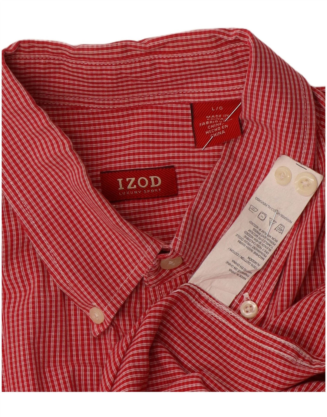 IZOD Мужская рубашка в крупную красную клетку из хлопка