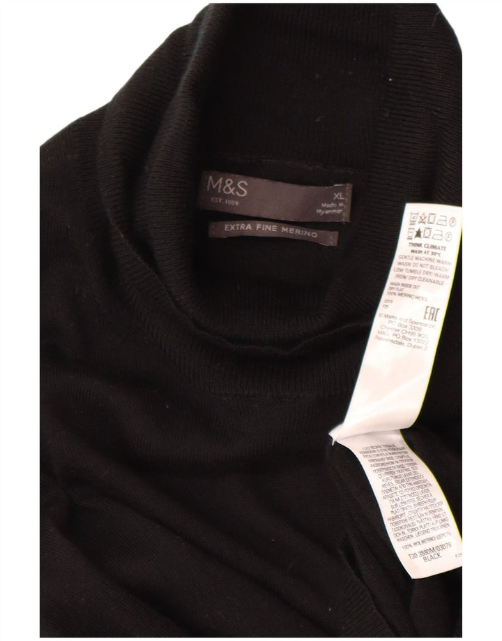 Мужской джемпер с высоким воротником Marks & Spencer XL, черный из шерсти мериноса
