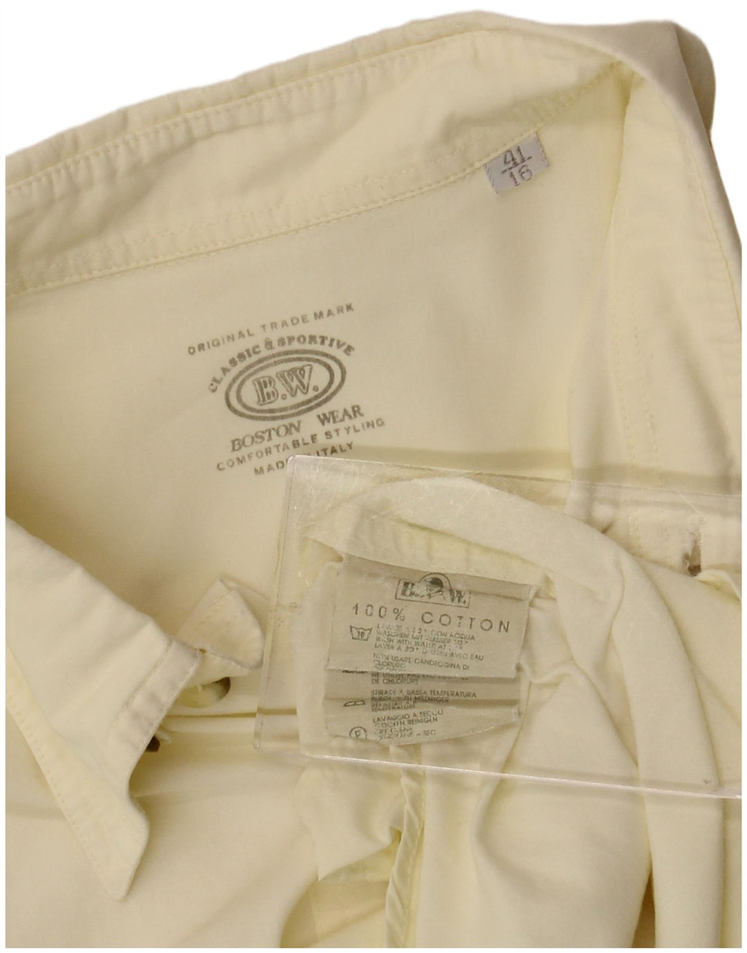 Мужская рубашка с коротким рукавом BOSTON, размер 41, 16, большая, желтая, хлопок