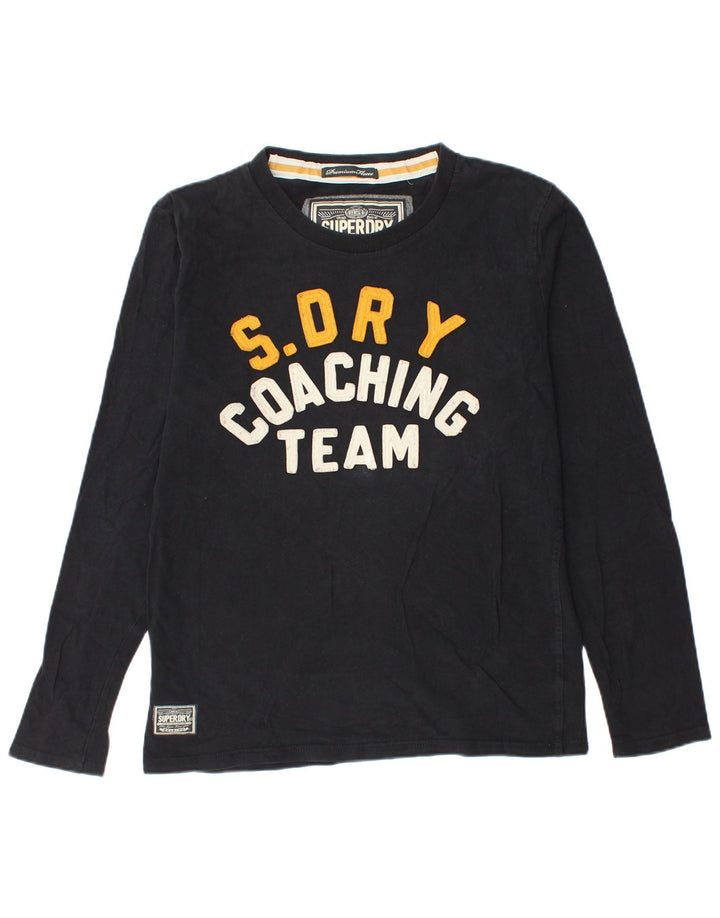 SUPERDRY Мужской топ с рисунком, длинный рукав, большой черный хлопок, хлопок