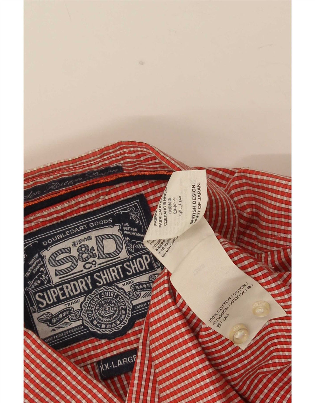 Мужская рубашка Superdry 2XL из хлопка в красную клетку