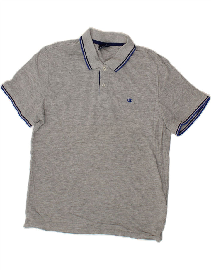 CHAMPION Mens Polo Shirt Large Grey Cotton Vintage Champion and Second-Hand Champion from Messina Hembry 