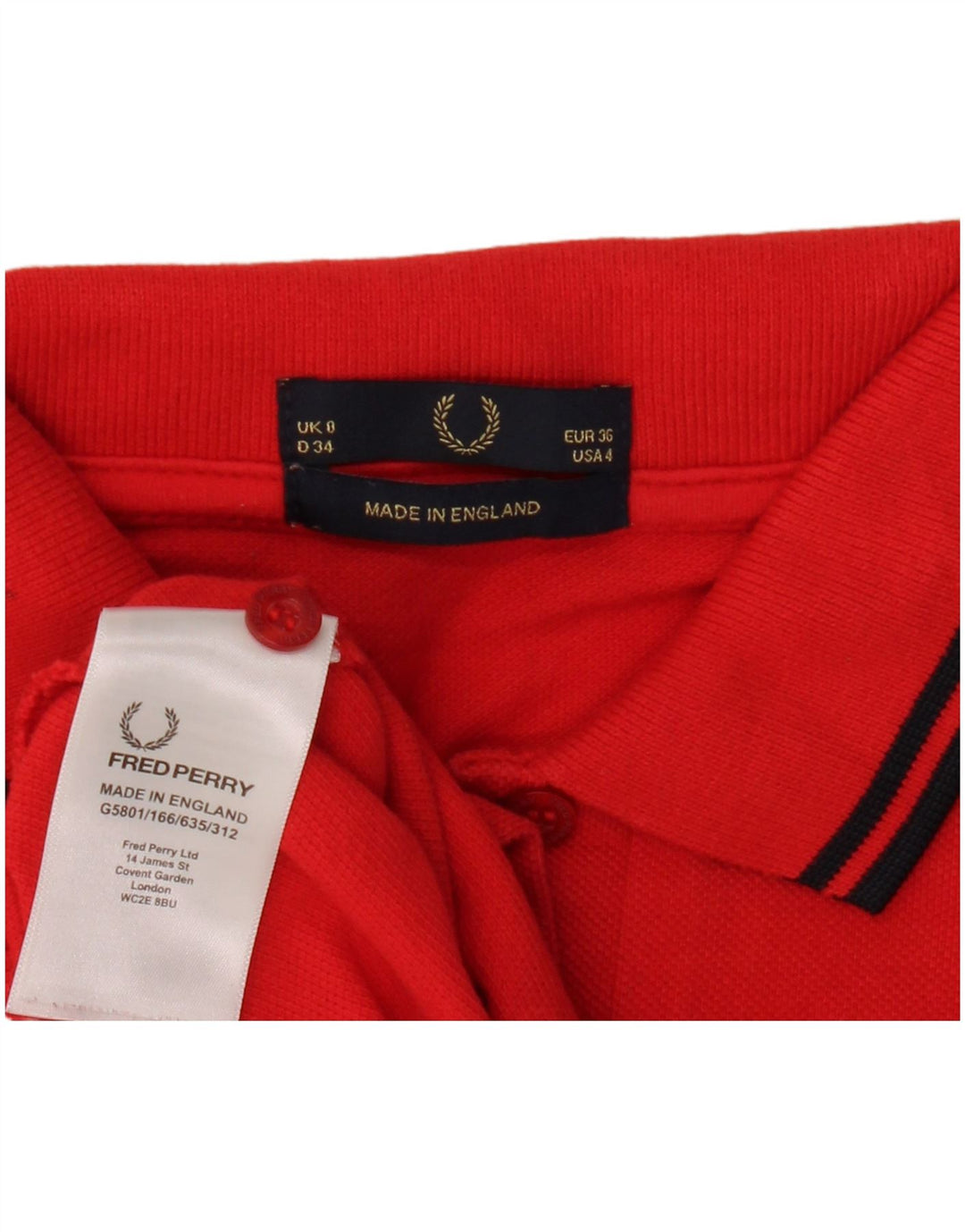 Женская укороченная рубашка-поло Fred Perry UK 8, маленькая красная, хлопковая