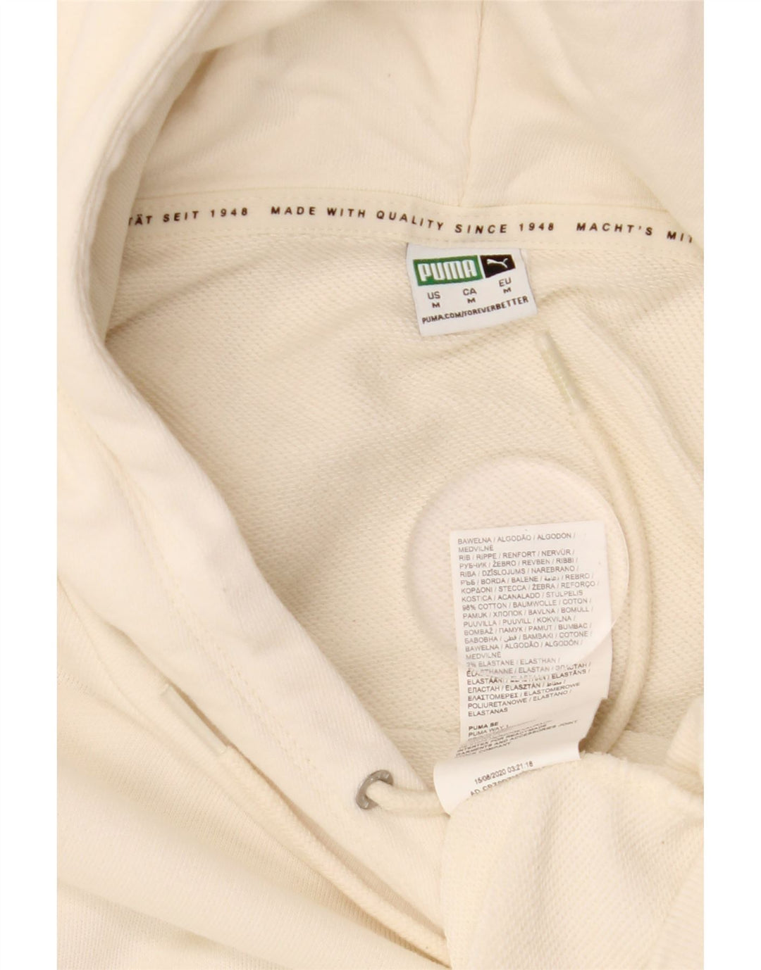 Женский джемпер с капюшоном PUMA Oversized UK 14, средний белый хлопок