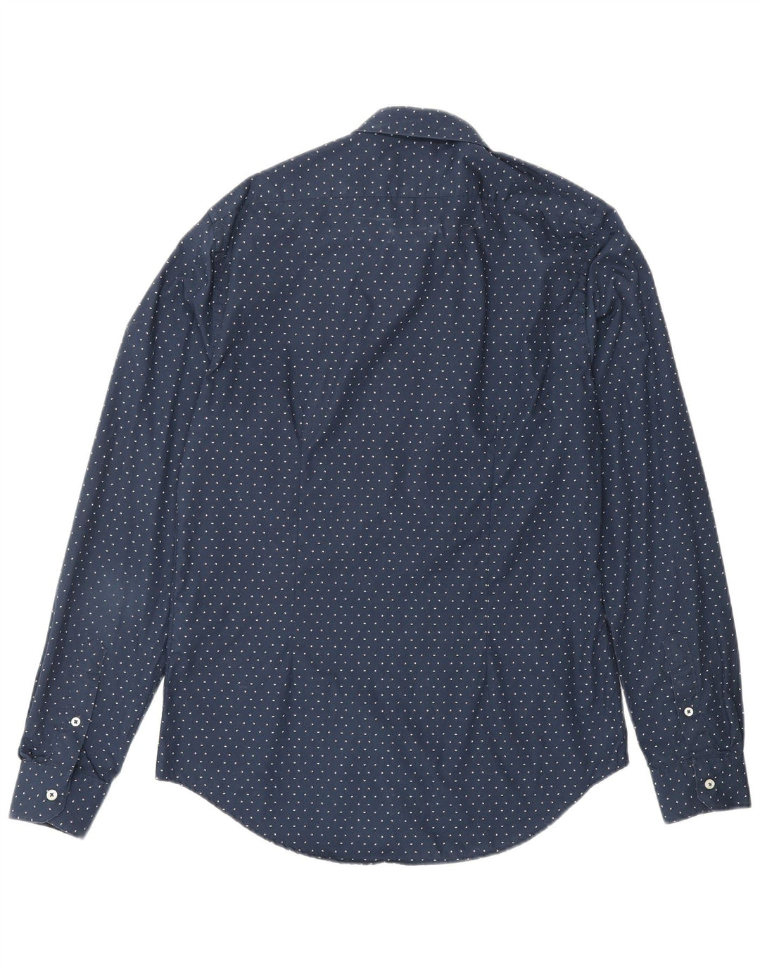 ZARA Mens Slim Fit Shirt Medium Navy Blue Spotted Cotton
