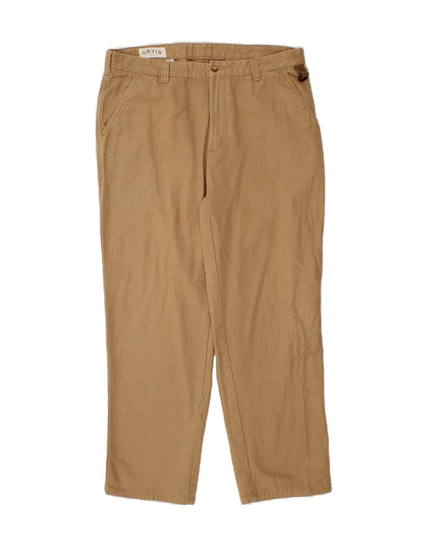 ORVIS Mens Straight Chino Trousers W36 L30  Beige Cotton