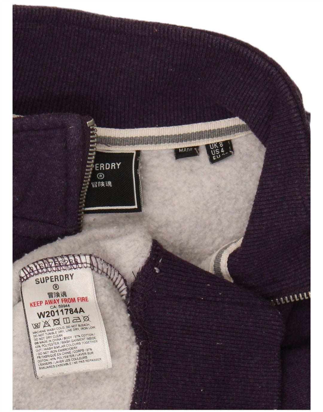 SUPERDRY Womens Oversized Zip Neck Sweatshirt Jumper UK 8 Small  Purple