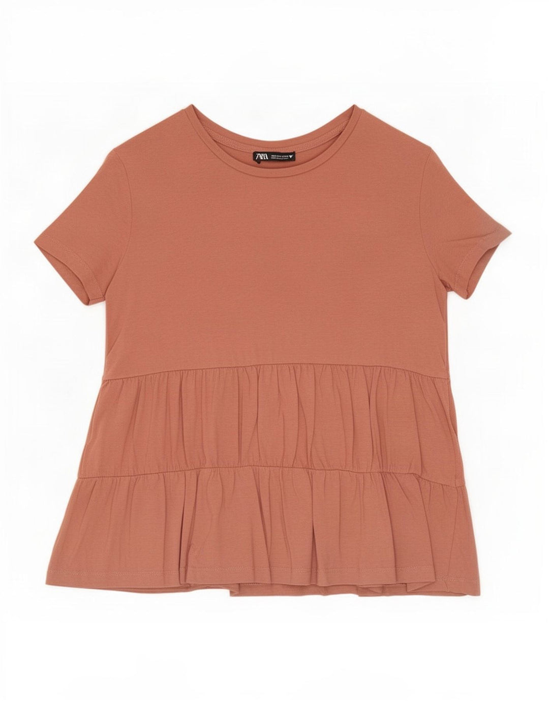 Женская блузка с коротким рукавом Zara UK 10, маленький коричневый цвет