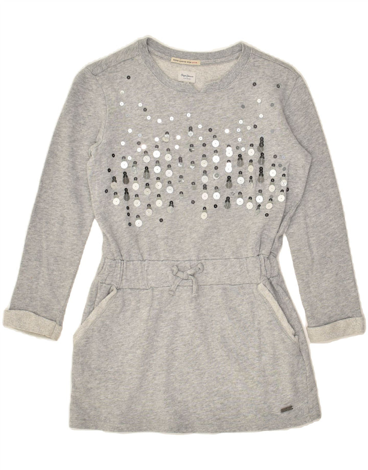 PEPE JEANS Girls Long Sleeve Basic Dress 9-10 Years Grey Cotton | Vintage PEPE Jeans | Thrift | Second-Hand PEPE Jeans | Used Clothing | Messina Hembry 