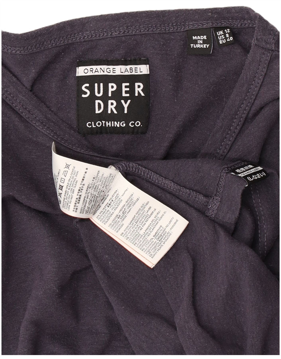 Женский топ Superdry с длинным рукавом UK 12, средний темно-синий, хлопок