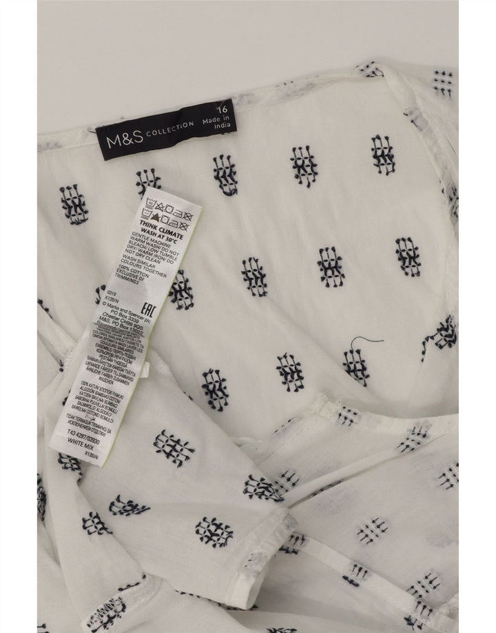 Женская блузка без рукавов MARKS & SPENCER UK 16, большая белая с геометрическим узором
