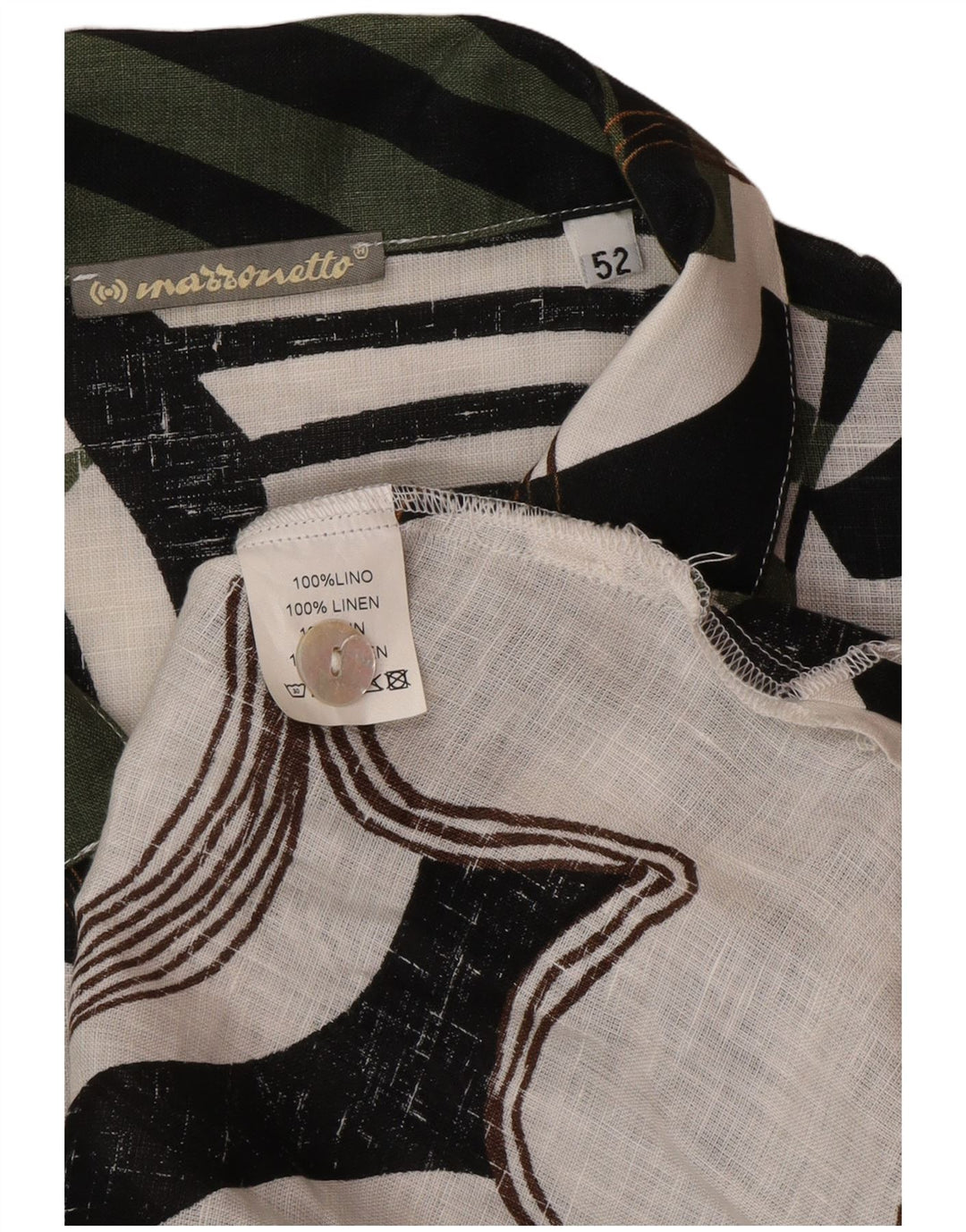 Marronetto Женская рубашка с коротким рукавом с абстрактным узором IT 52 2XL Зеленый лен