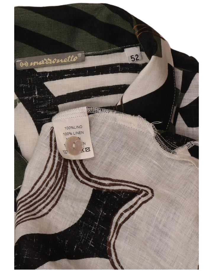 Marronetto Женская рубашка с коротким рукавом с абстрактным узором IT 52 2XL Зеленый лен