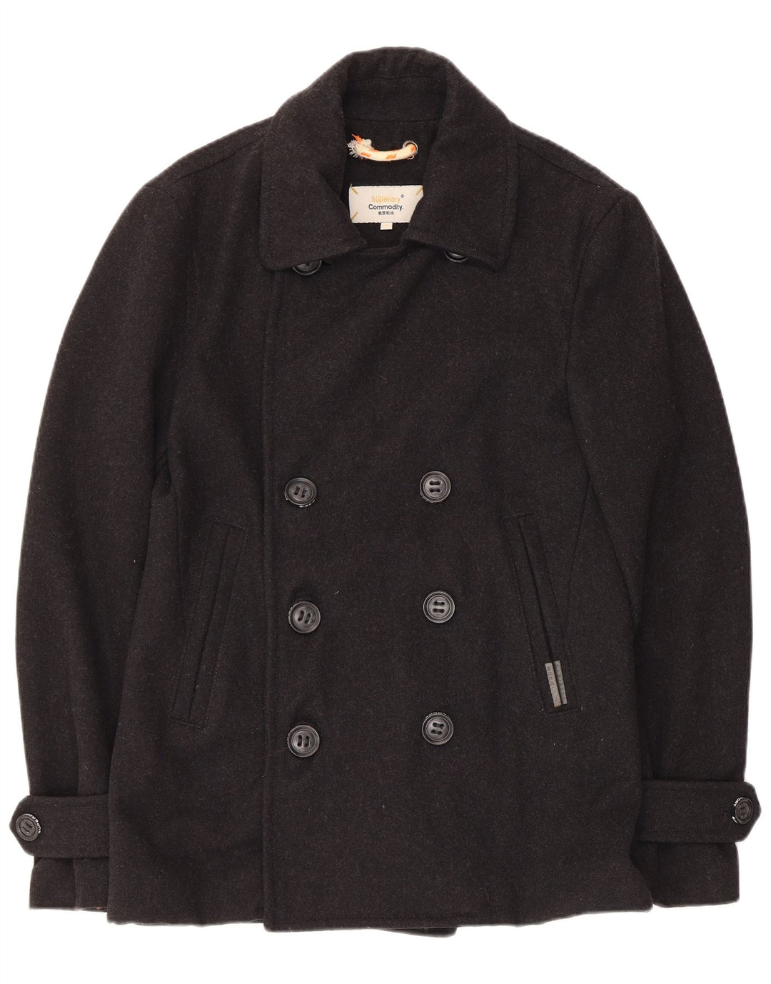Мужское бушлат Superdry UK 38, средний черный, шерсть