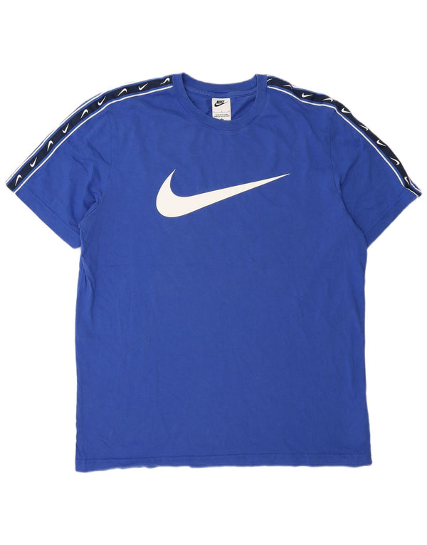 Мужская футболка с рисунком Nike, большой синий хлопок, с цветными блоками