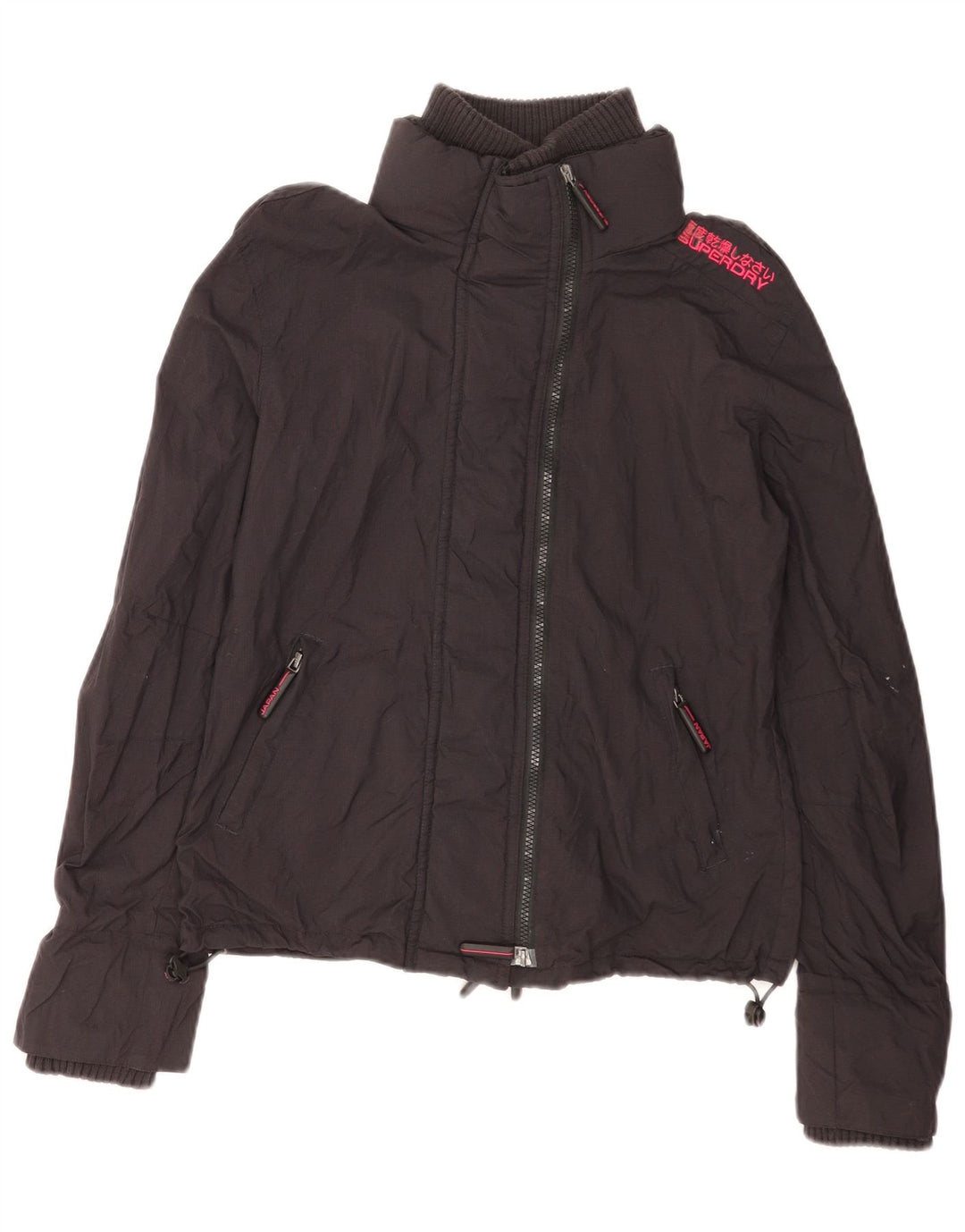 Женская ветровка с рисунком Superdry UK 16, большая черная нейлоновая куртка