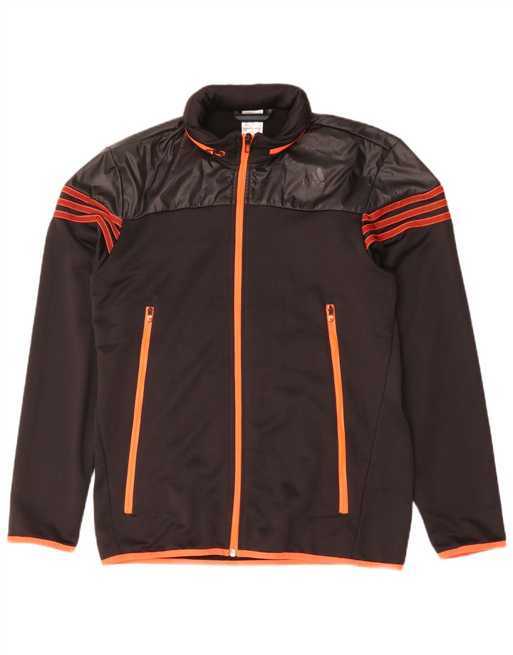 Мужская спортивная куртка Adidas с капюшоном, Великобритания 38/40, средний черный полиэстер