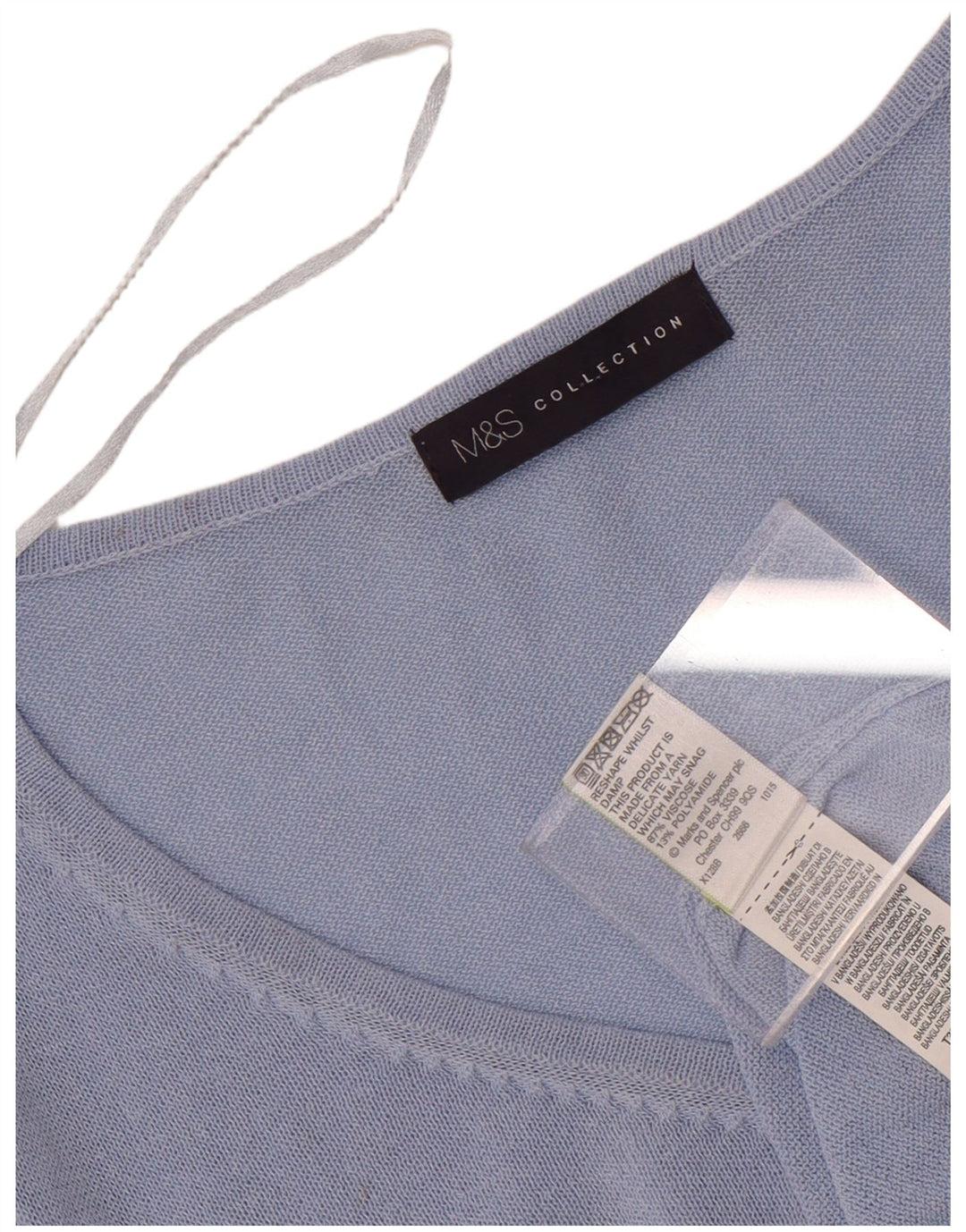 Женский топ с длинным рукавом Marks & Spencer, Великобритания, 8, маленький, синий, вискоза