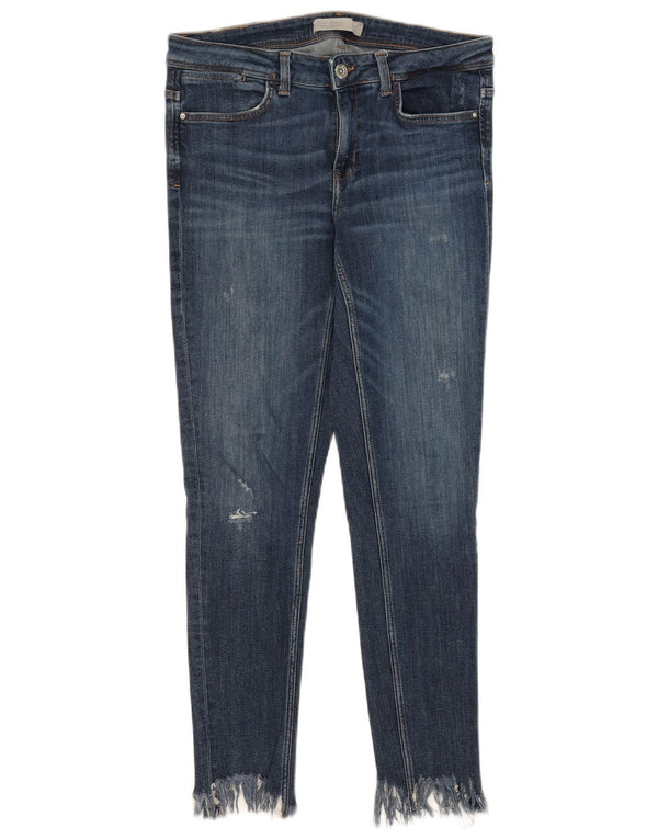 Женские потертые джинсы скинни Zara EU 38, маленькие W28 L27, синие