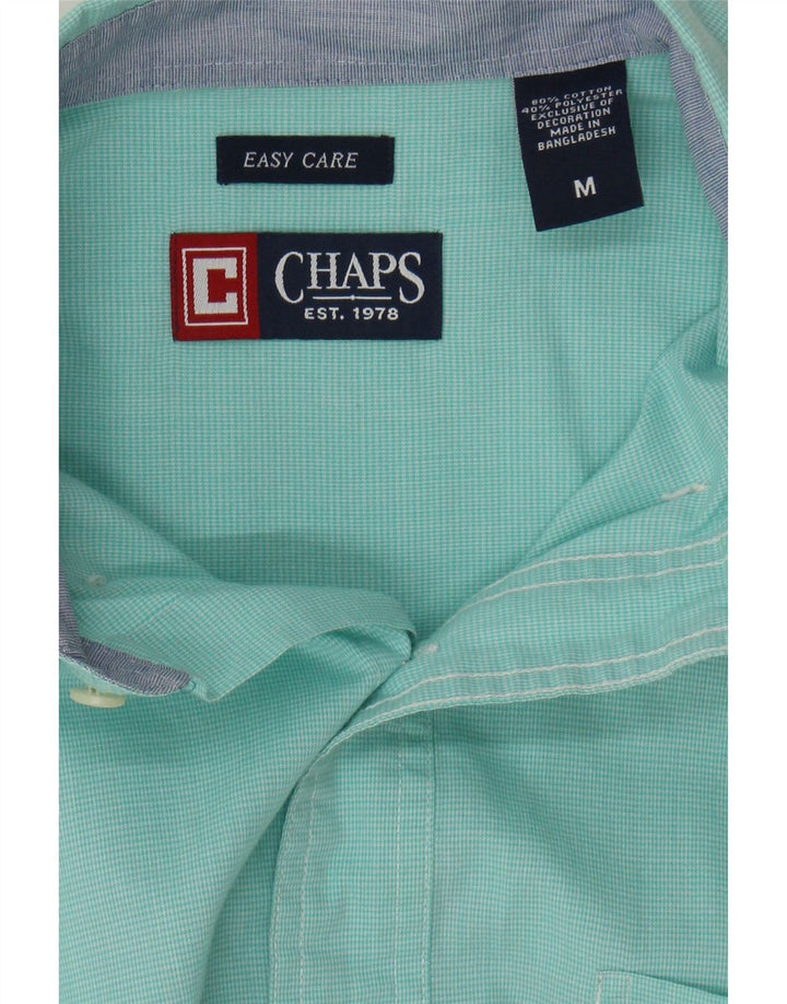 CHAPS Mens Easy Care Shirt Medium Turquoise Check Cotton Vintage Chaps and Second-Hand Chaps from Messina Hembry 