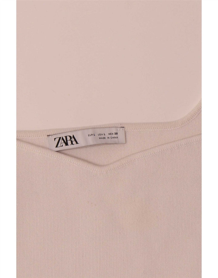 Женский укороченный топ на бретельках Zara UK 14, большой белый полиэстер