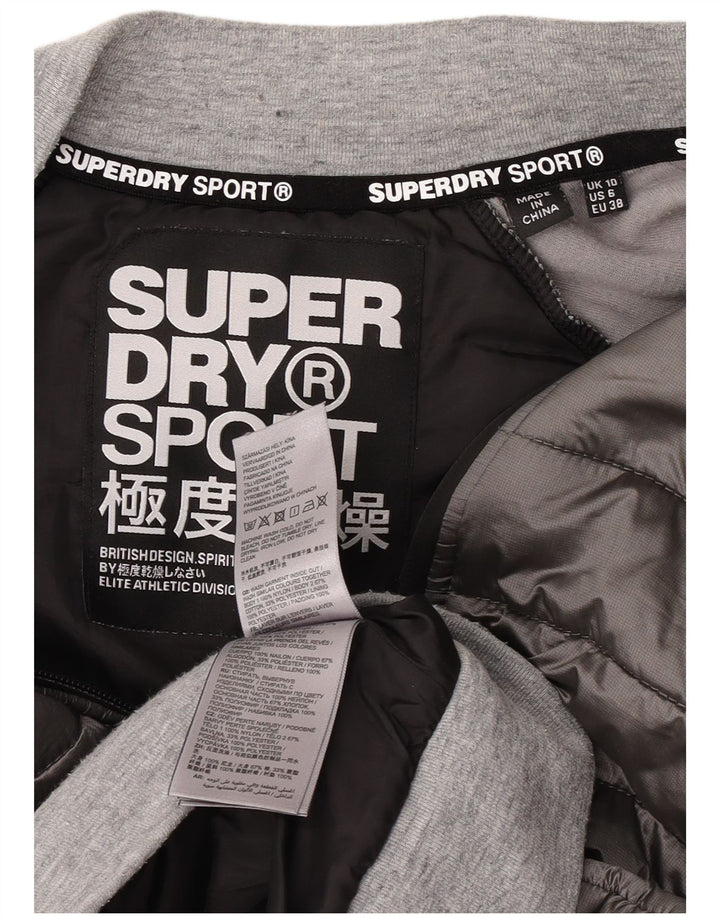 Женская утепленная куртка с графическим рисунком Superdry UK 10, маленький серый нейлон