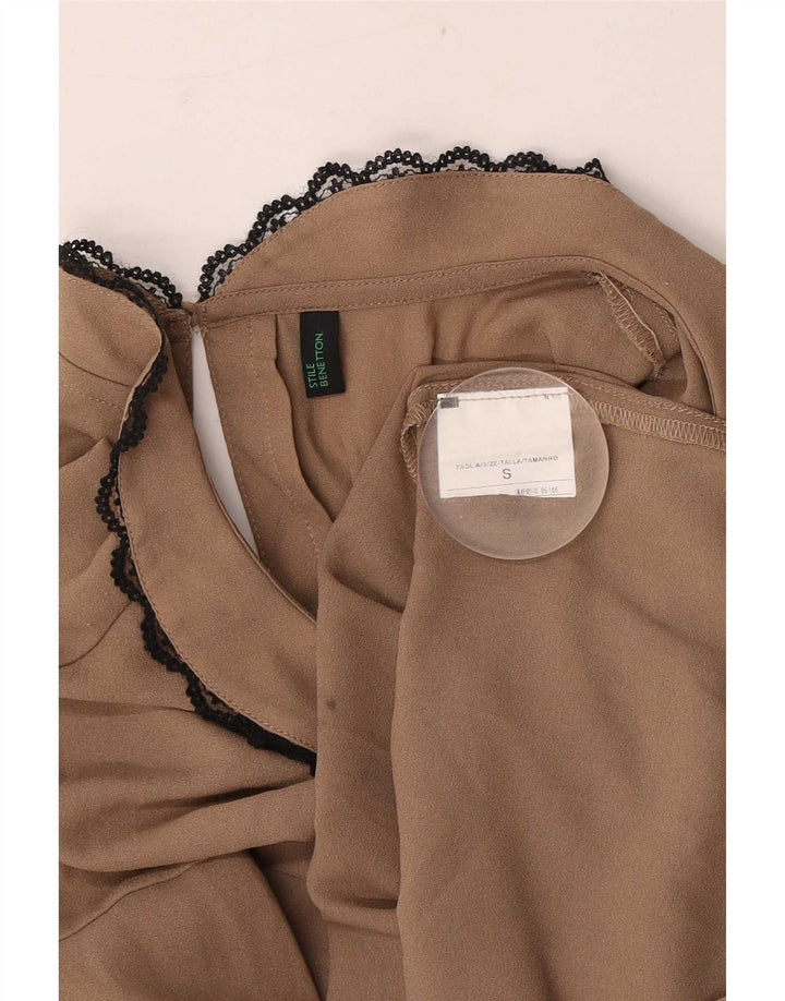 Женская блузка Benetton Top UK 10, маленькая, бежевый, полиэстер